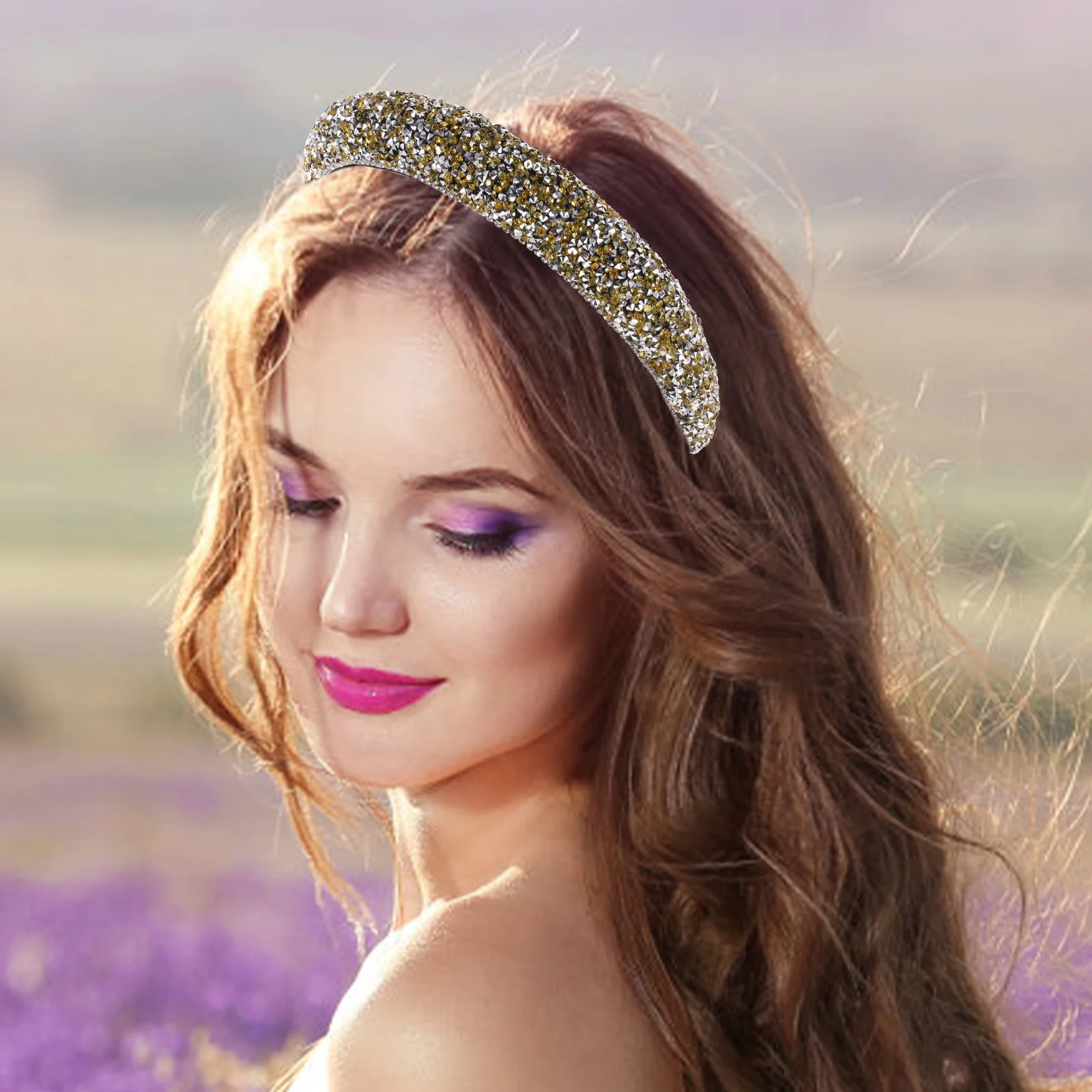 

Rhinestone Decorated Headband Elegant Shiny Hairband Compact Wear-Resistant Women'S Party Accessory Exquisite Daily Use Hair