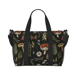 Vintage Mushroom Duffel Bags Magic Leaf Fern Botanical Waterproof Sports Travel Luggage Handbag Portable Weekender Overnight Bag