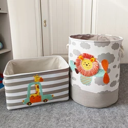 1PC Laundry Basket for Dirty Clothes Cute Lion Giraffe Toy Storage Basket Sundries Storage Box Bag