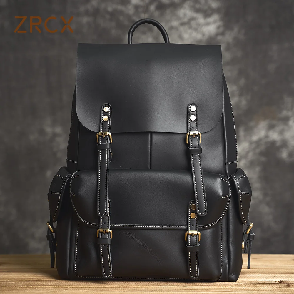 

Genuine Leather Men's Backpack Casual Bag Outdoor Travel Backpack Fitness bag Laptop Backpack Schoolbag For Laptop 15.6 Inch