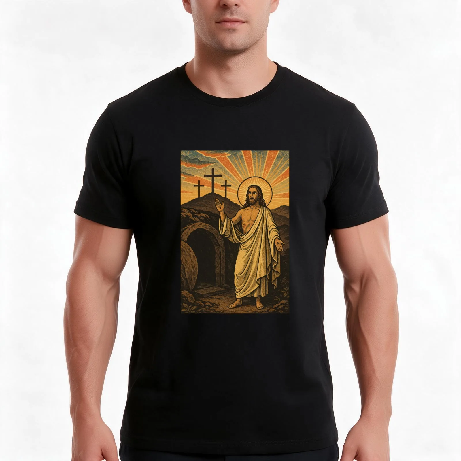 He is Risen T-Shirt Summer Casual Cotton Tee Oversized Streetwear Tops Vintage Graphic Print Loose Fit Short Sleeve