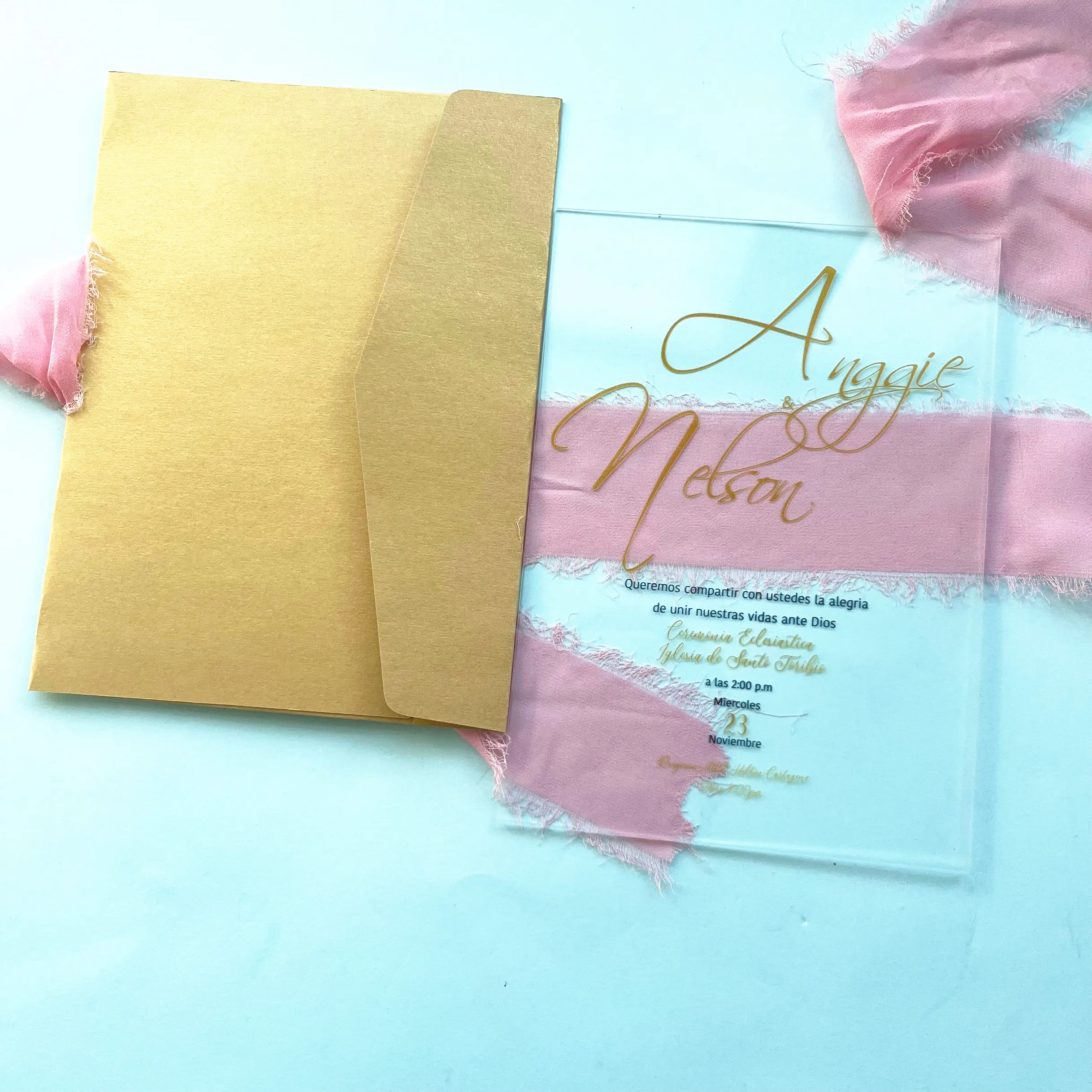 France Custom Wedding Card Acrylic Card Souvenir Wedding Invitations with Envelopes 10pcs Professional Engagement Card Dealer