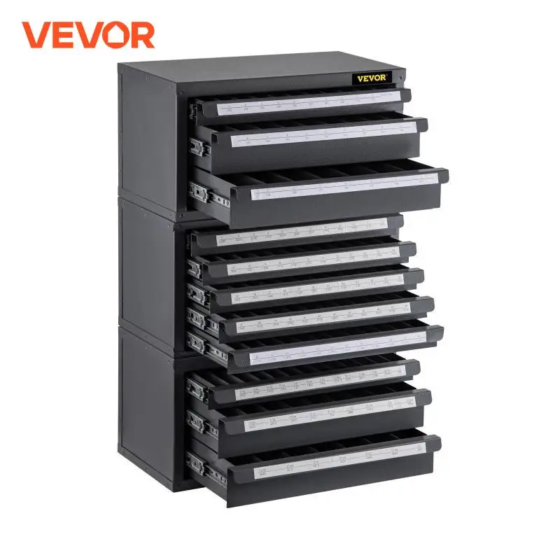 VEVOR Stackable Drill Bit Dispenser Organizer Cabinet 3 Pieces Kit 3/5-Drawer Workshop Hardware Auto Car Maintenance Storage Box