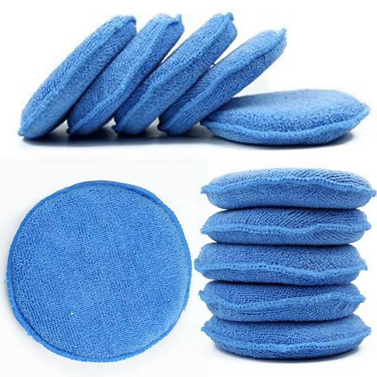 

10pcs Waxing Polish Wax Sponge Applicator Pads Vehicle Glass Clean (Blue) blue waxing polish wax sponge