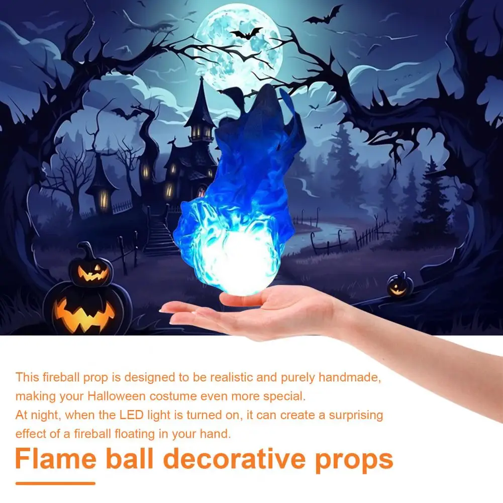 Realistic Fireball Prop Halloween Floating Fireball Prop Artificial Flame Lamp Decor for Role Playing Illuminated Led for Home