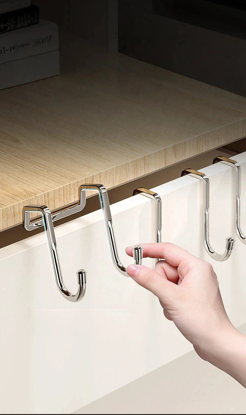 1/4/8 Stück Edelstahl S-förmiger Türhaken ohne Bohren, Spurloser Schranktürhaken, Kleiner Kleiderhaken für die Tür – Detail 3