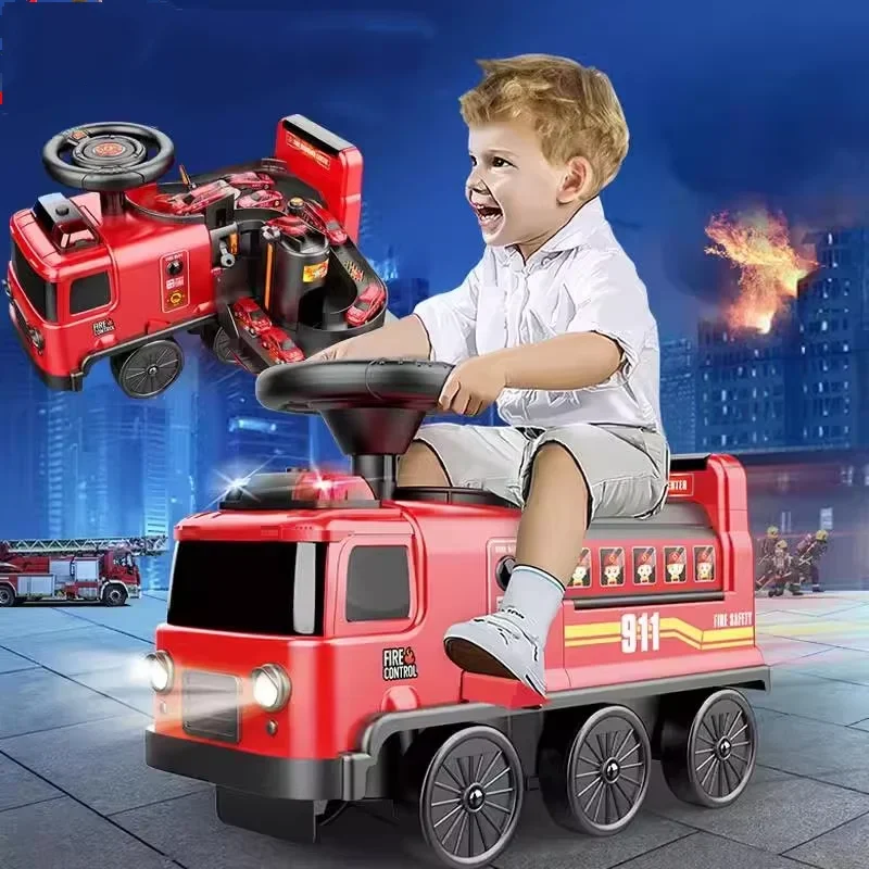 

Электрическая машинка-пожарная машина 2-в-1 с функцией скольжения, полицейская машина, космическая машина, детские игрушки, каталка с сиденьем, трек, парковка, ходунки, развивающая игрушка, подарки для мальчиков