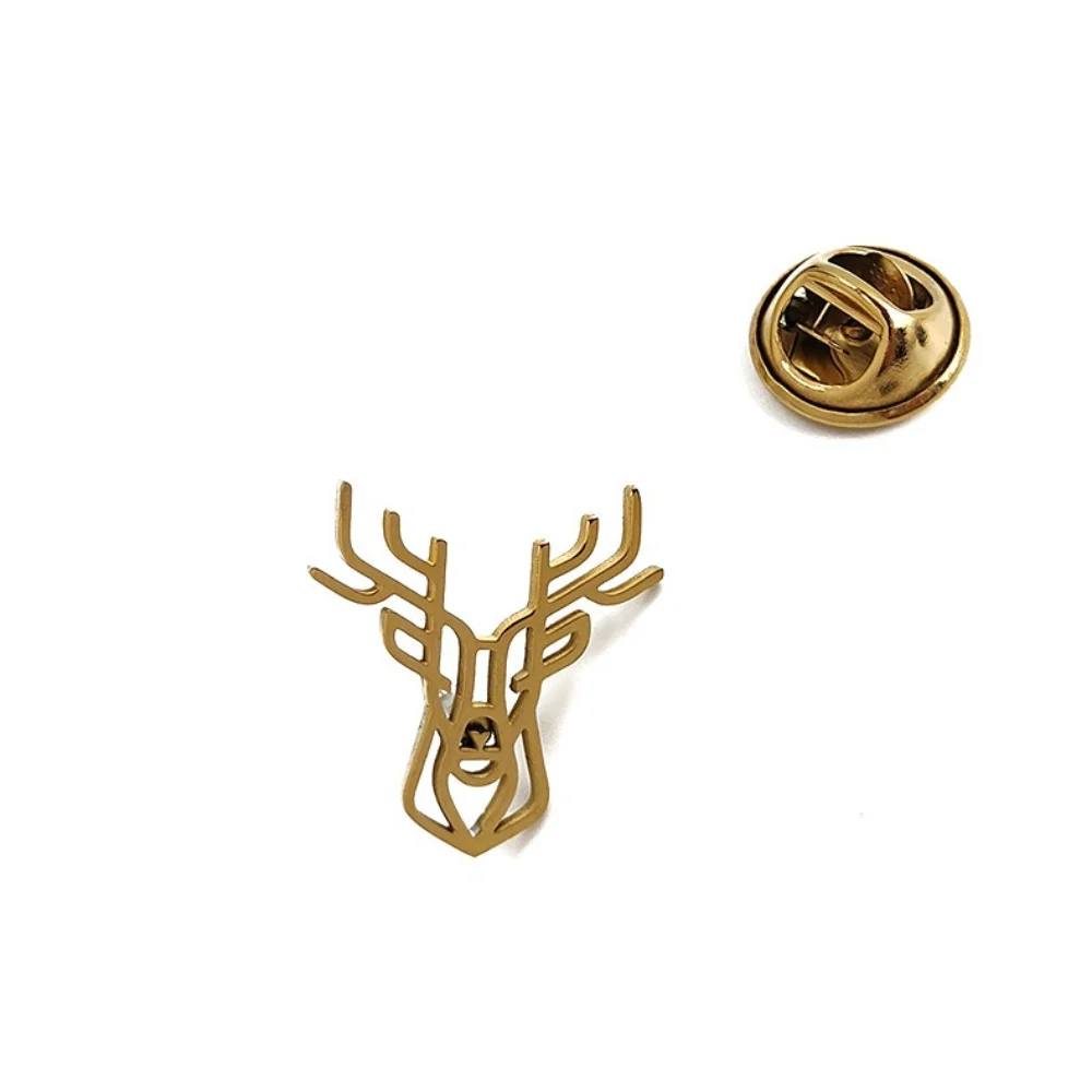 Exquisite Small Deer Head Hollow-out Brooch Artistic Fashion Accessories Metal Vintage Casual Wear Backpack Pin