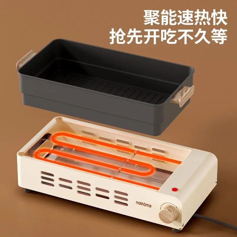 مقلاة شواء كهربائية متعددة الوظائف، مقلاة كهربائية غير لاصقة للطهي الداخلي والخارجي #4