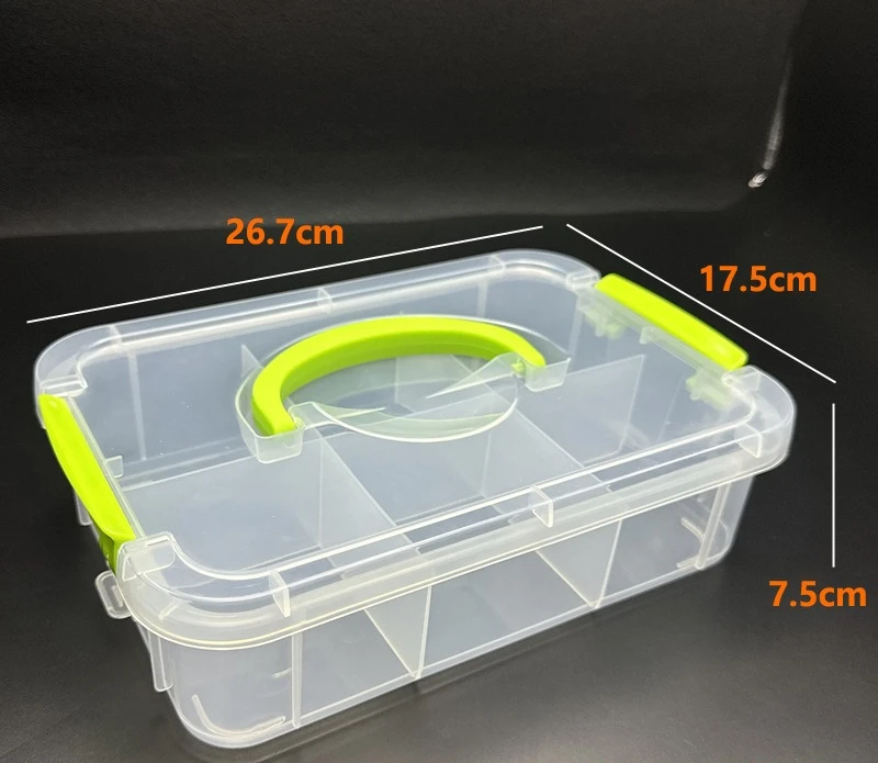 4-Layer Transparent Plastic Storage Box with Lid, Divided Drawer Organizer, Portable Container for Small Items