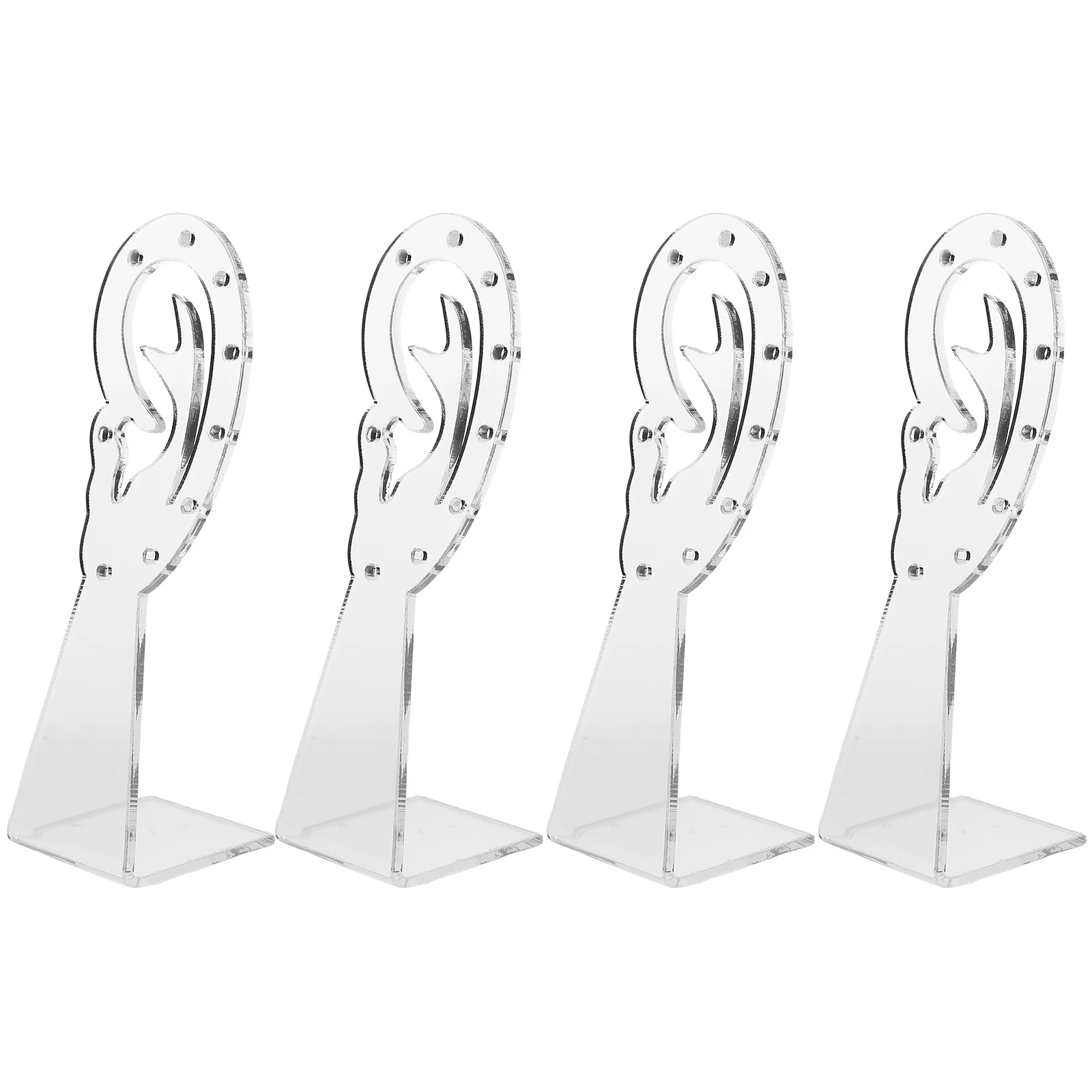 

4 Pcs Acrylic Earring Display Stand Jewelry Holder Organizer 9 Holes Ear Shaped Stable Base Compact Size Storage Solution