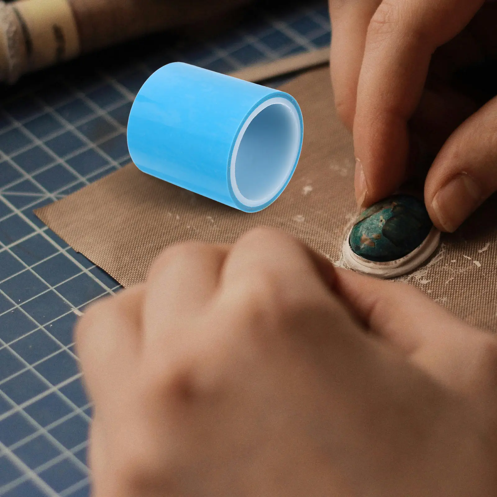 

1 Roll Resin Preparation Tape with Transparent Epoxy Base Hollow Metal Frame and Leakproof Paper Ideal for Resin DIY Craft Kits