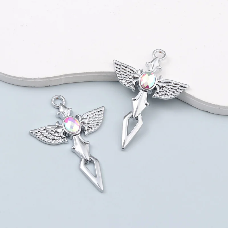 5pcs New Cross Charms Angel Sword Fashion Man Punk Style Pendants For Making DIY Jewelry Accessories Necklace Findings