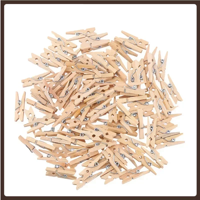 

100pcs Mini 25mm Natural Wooden Clips Photo Clips Clothespin DIY Wedding Party Wooden Clip Clips Pegs Dropshipping