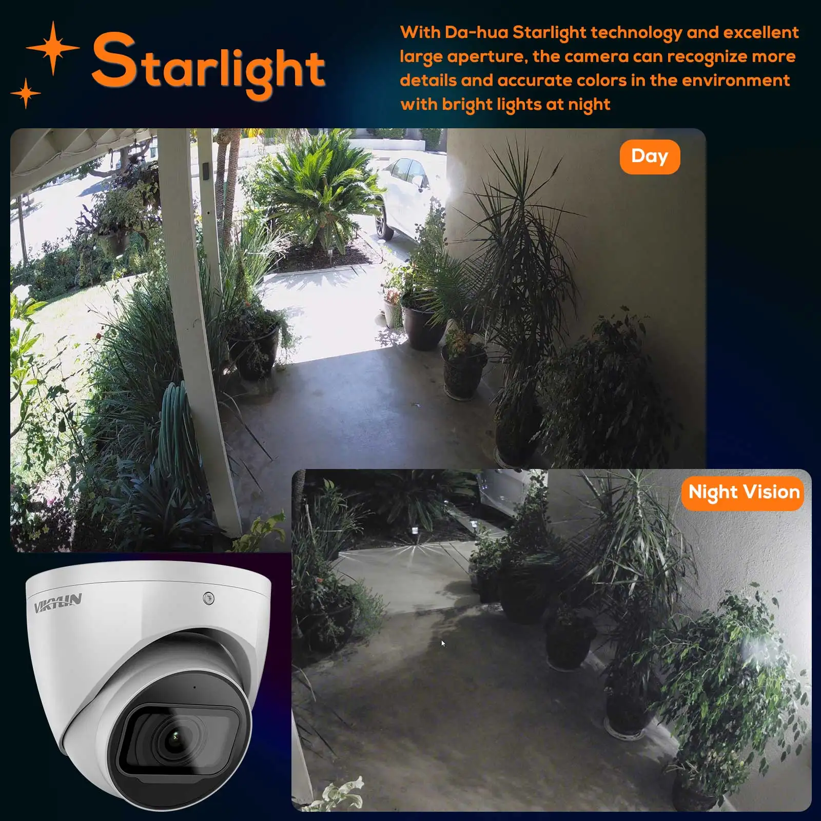 Vikylin 4MP Starlight IR WizSense Network IP Camera Built-in Mic SD Card SMD 4.0 Perimeter Protection Video Surveillance IP67 - view 4