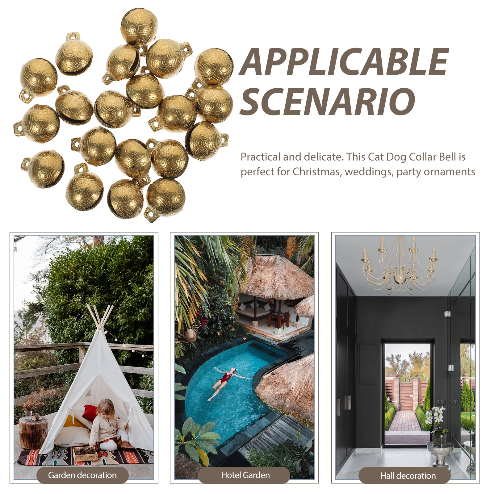 

20Pcs Tiger Head Bells Multi-Function Soft Chime Craft Bells for DIY Decorations Festival Scene Layout Pet Accessories Home