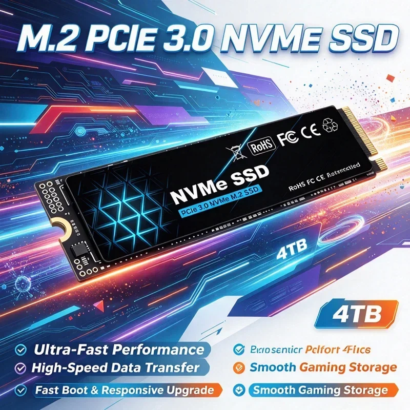 Novo SSD NVMe M.2 2280 2026, PCIe 3.0 3D NAND TLC, Armazenamento de 500GB/1TB/2TB/4TB para Upgrade de Desktop e Laptop