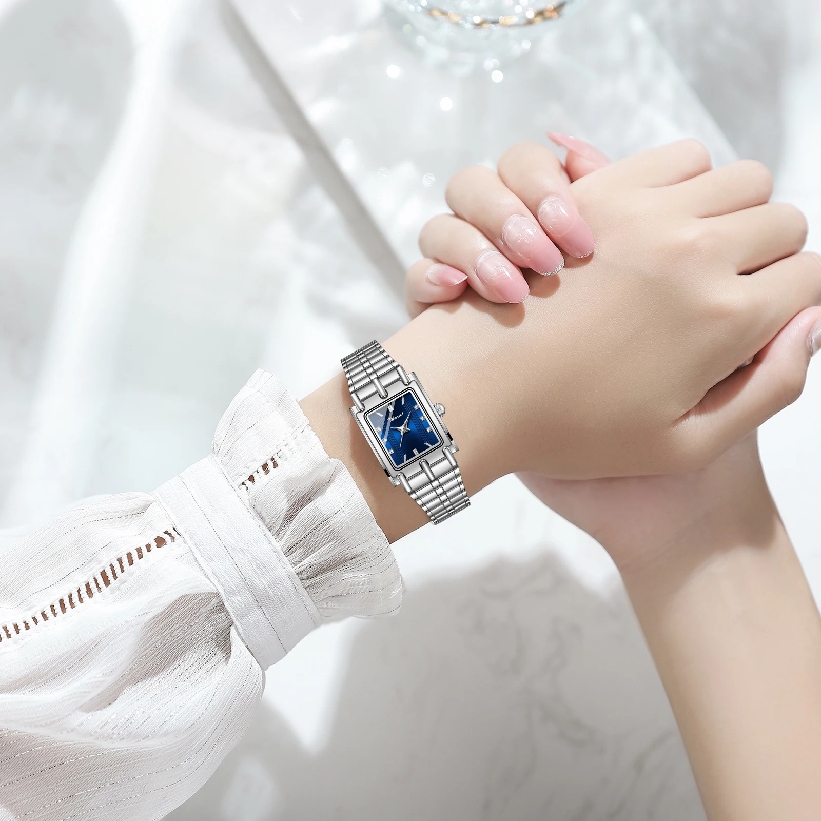 CHENXI 106 New 1pc Fashion Couple Exquisite Rectangle Watch Quartz Top Brand Stainless Steel Male and Female Couple Watch Gift