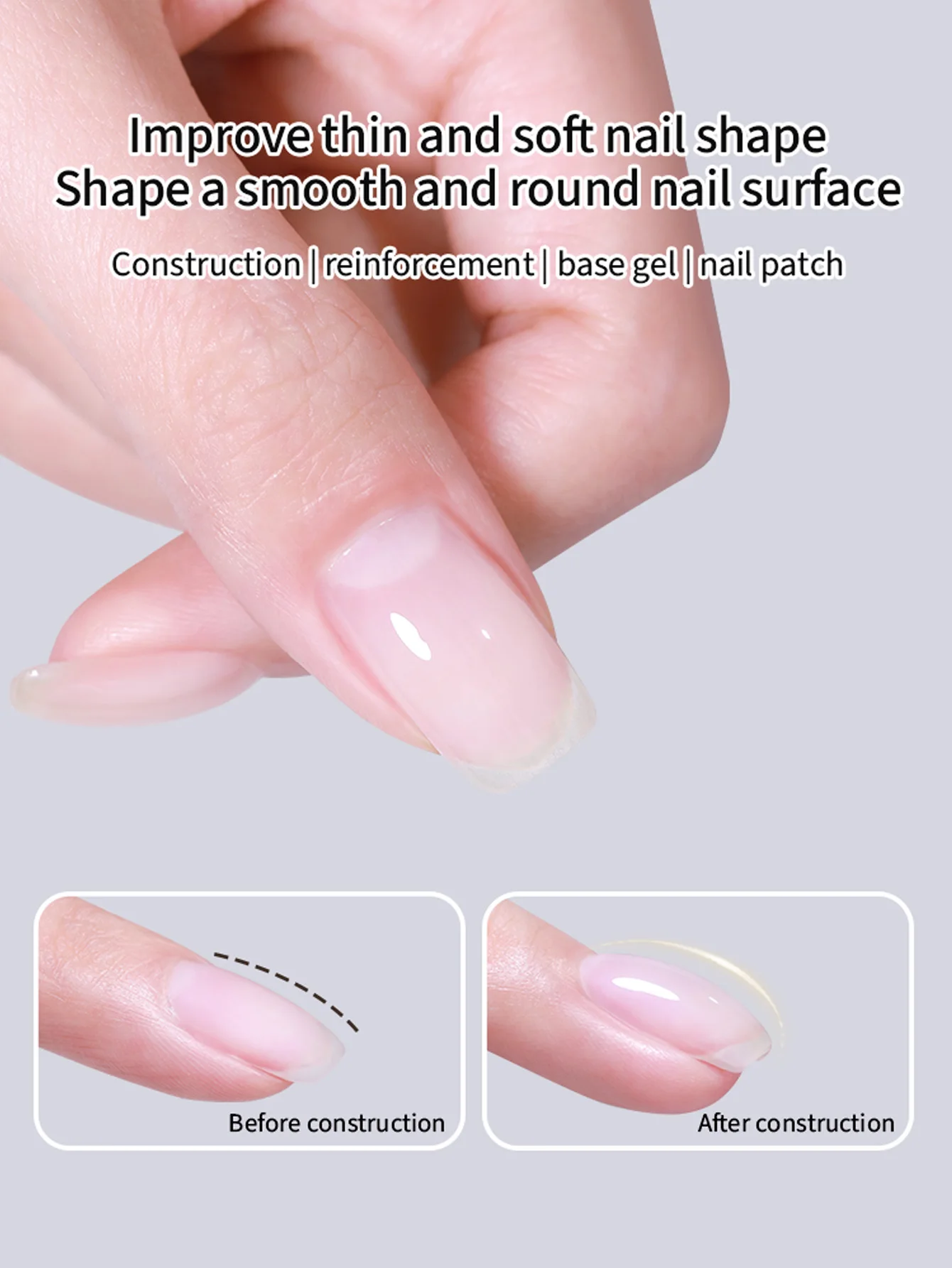 Four-in-One Gel Base Coat, 1Pcs 20g Base Gel Nail Polish Upgraded Formula Long-Lasting Soak Off U V LED Lamp Needed