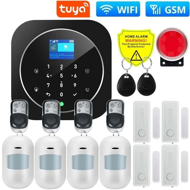 

Tuya WiFi GSM Alarm System Kits for Home Burglar Security 433MHz WiFi GSM Alarm Wireless Tuya Smart Life App Control