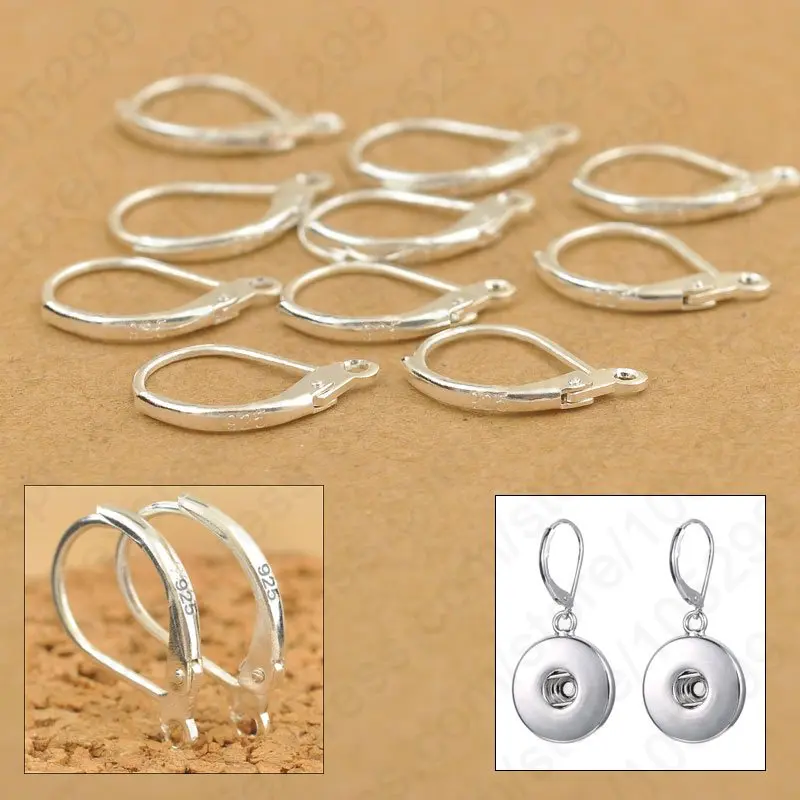 100PCS Fine Jewellery Components Genuine 925 Sterling Silver Handmade Beadings Findings Earring Hooks Leverback Earwire Fittings