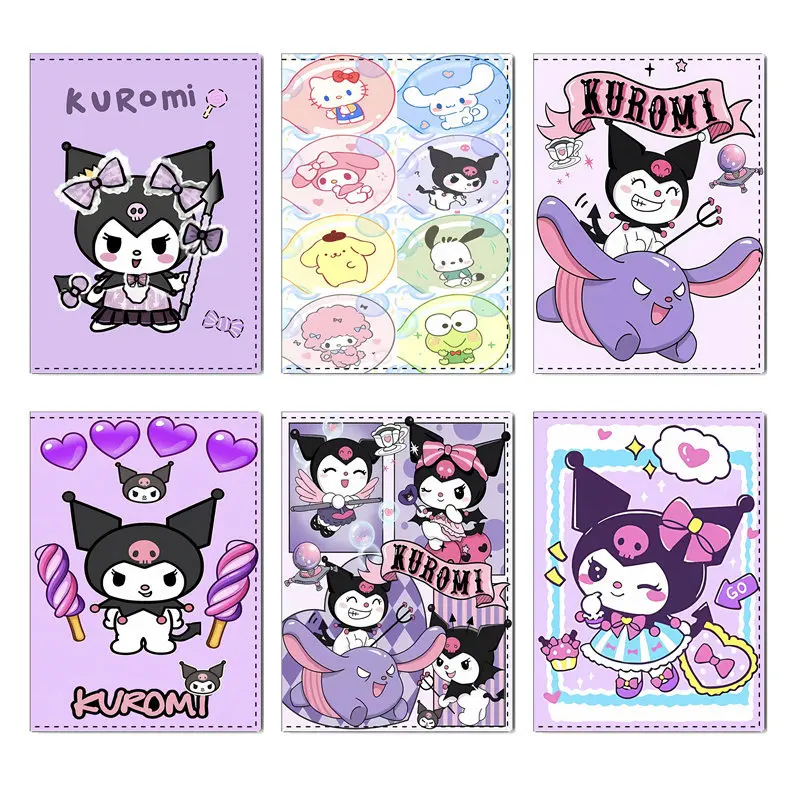 Sanrio Kuromi kawaii Anime Cartoon PU leather Passport Cover Holder ID Bank Card Storage Wallet Purse Travel Accessories Gifts