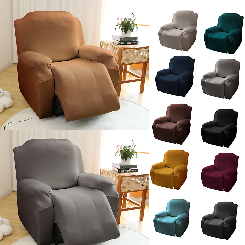 

1 Seater Solid Color Elastic Recliner Sofa Cover Classic Style Chair Covers Removable Couch Armchair Slipcovers for Home