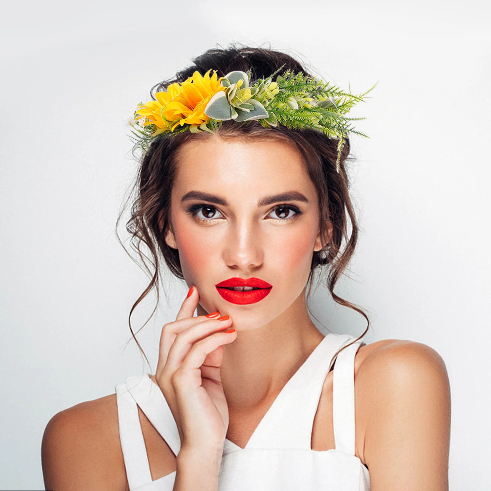 

Bridal Sunflower Hair Accessories Bride Garland Korean Crown Headbands Yellow Floral