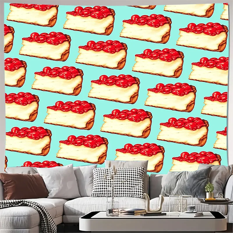 Tapiz de pared postre tarta de queso comida estética decoración de la habitación hogar dulce hogar dormitorio pared colgante Picnic manta Idea de regalo vibraciones acogedoras