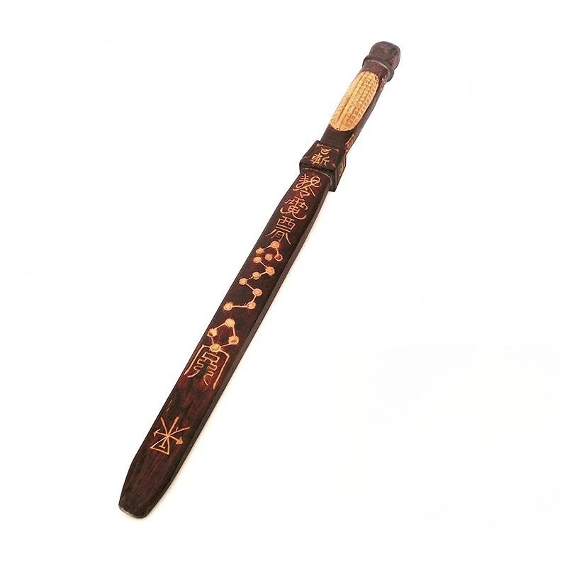 Handmade gold-painted mahogany sword, classic home ornament, Taoist supplies, magic tool