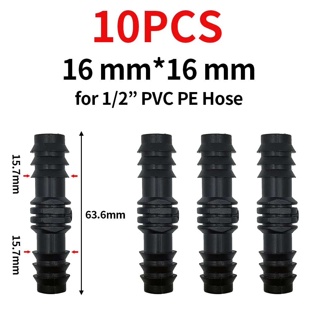 WUJIE-conector de acoplamiento de púas de agua para jardín, adaptador recto de microriego por goteo, 1/4, 3/8, 3/4 y 1 pulgada, DN16, DN20, DN25