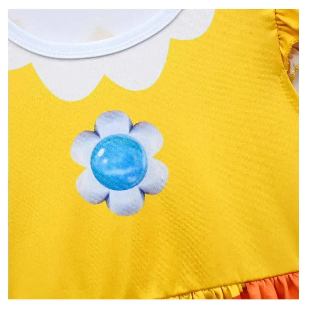 Mädchen Pfirsich Kleid Kinder Cosplay Kostüm Anime Spiel Film Bros Prinzessin Rollenspiel Fantasia Outfits Kind Halloween Karneval Kleidung