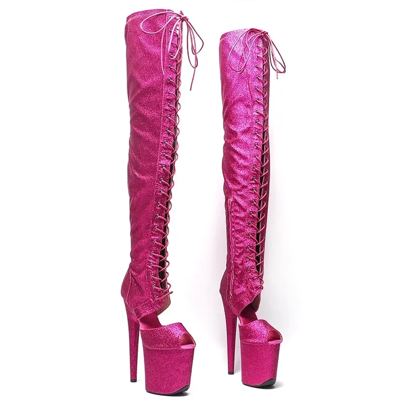 

LAIJIANJINXIA New 20CM/8Inch PU Upper Women's Platform Party High Heels Modern Over The Knee Boots Pole Dance Shoes 544