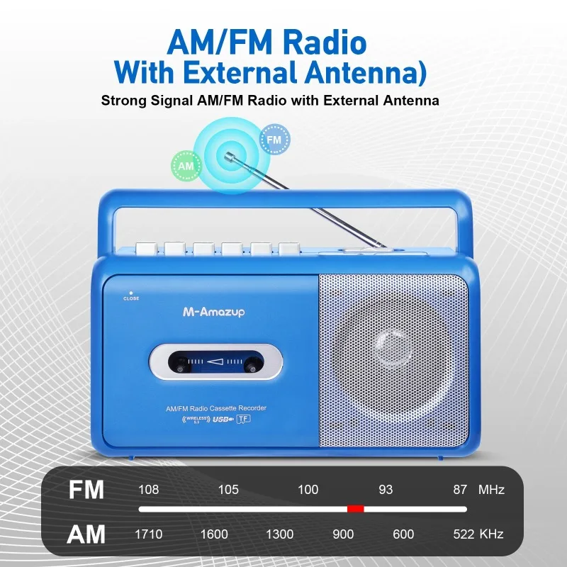 Portable Tape Playback Radio Recorder Support Bluetooth U Disk TF Card Car Tape Player Radio AM/FM Stereo Retro Cassette Players view 3