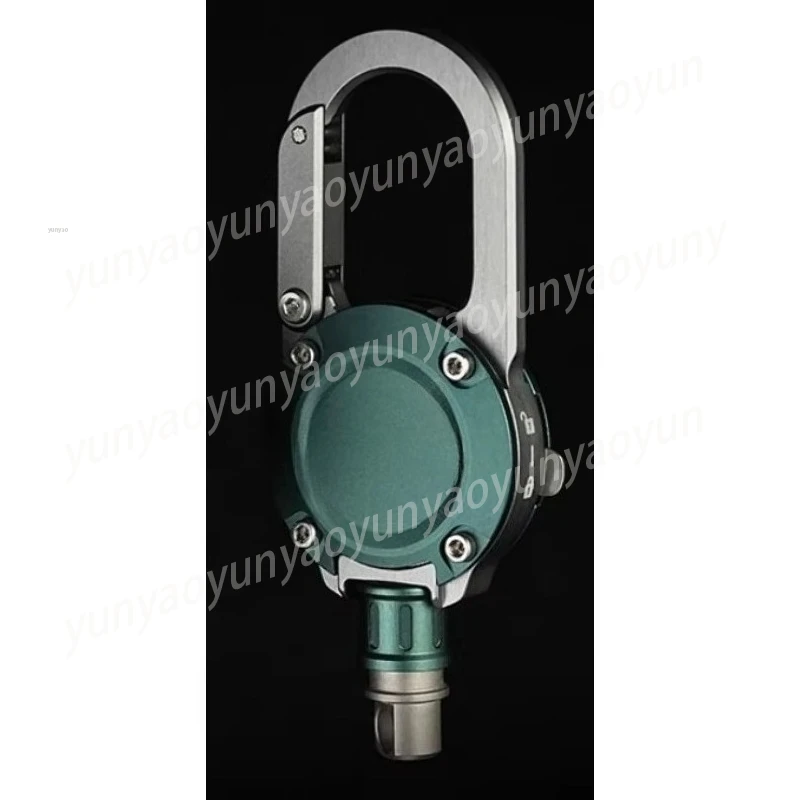 Black Retractable Key Chain Aluminum Carabiner with Titanium Fish Clip Portable Daily Carry Accessory