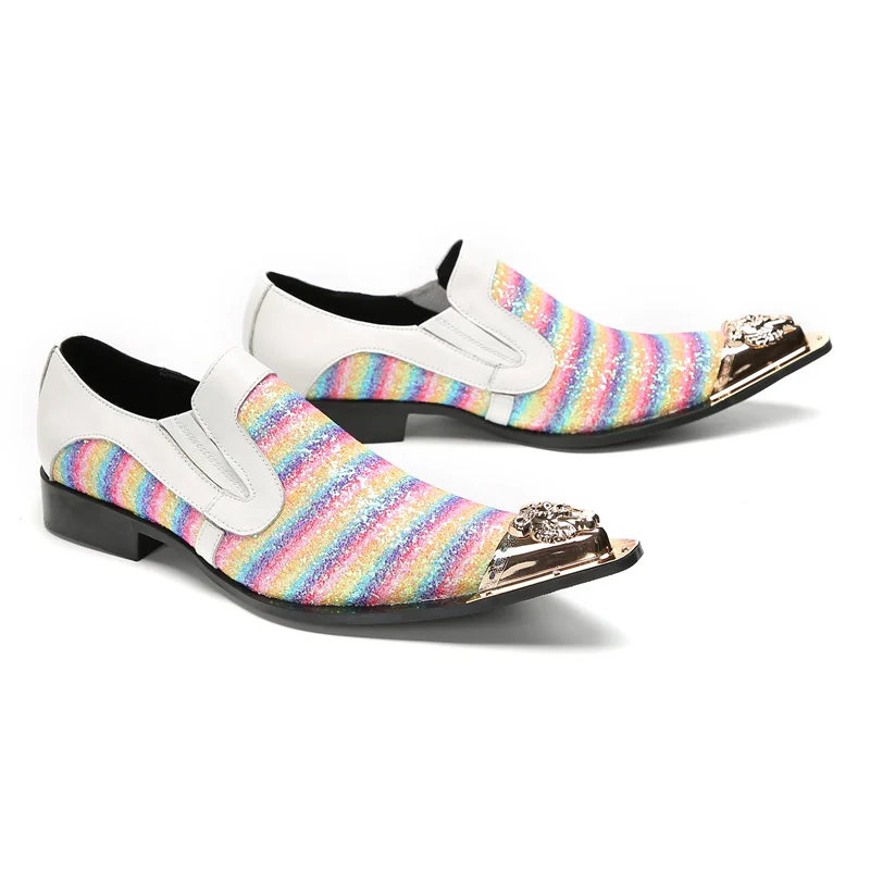 Brett Frühling Herbst Schuhe für Männer Metalle Hut Spike rosa Business Bankett Party sozialisieren Rindsleder Hochzeit Herren schuhe – Detail 28
