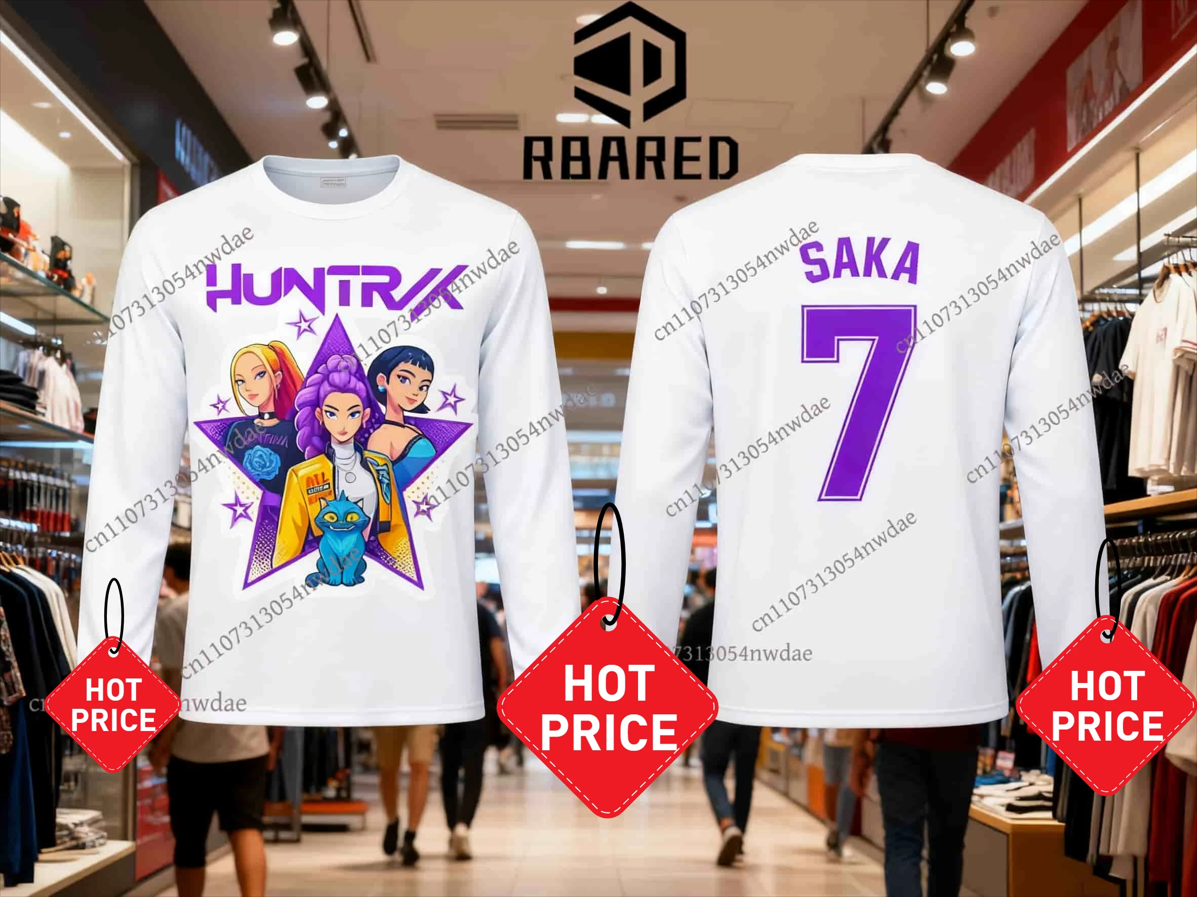 تي شيرت KPop Demon Hunters SAKA No.7 Fan Memoration ثلاثي الأبعاد مطبوع لكرة القدم بأكمام طويلة - ملابس رياضية ناعمة وغير رسمية للجنسين