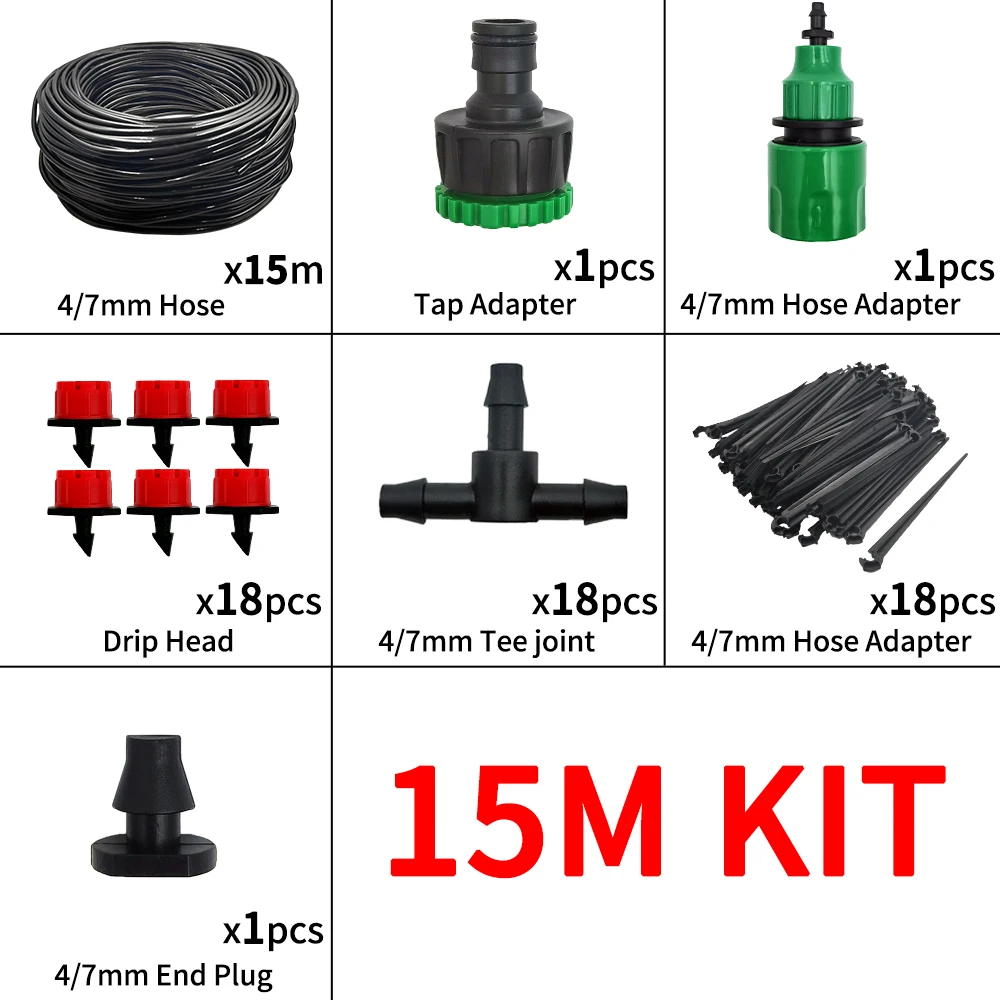 Micro Drip Irrigation System Portable 20M Automatic Watering with Adjustable Drippers Misting Watering Kits Garden Hose image 3