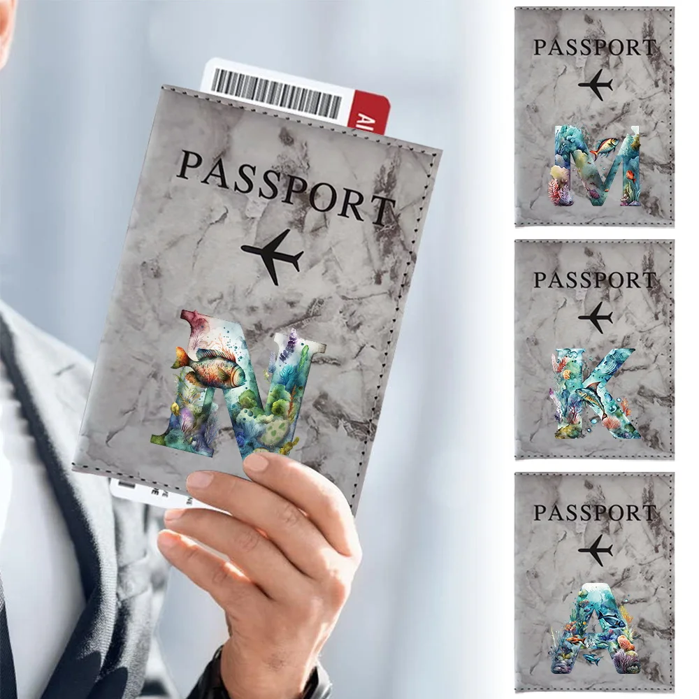 Passport Set Business Fashion Wallet Fish Letter Series Unisex Multi-Function Passport Air Ticket Holder Travel Essentials