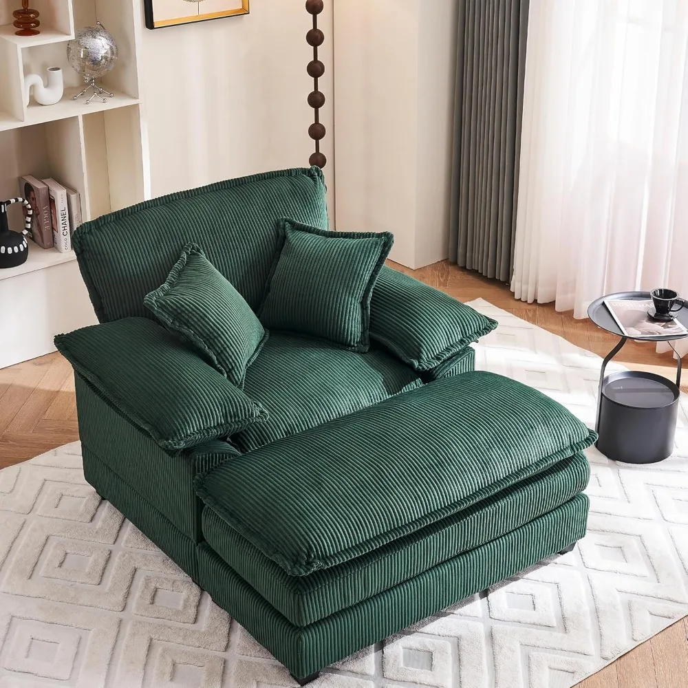 

56.9" W Oversized Chair with Ottoman, Reading Chair for Bedroom, Lazy Sofa Bed, Modern Over Sized Single Recliner Couch,Comfy