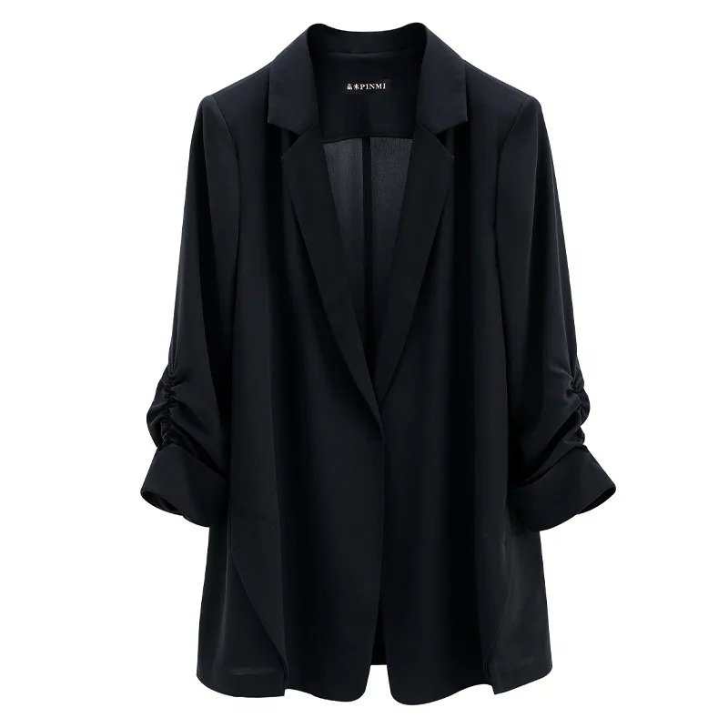 Coat Women Coats Turn Down Collar Jackets Vintage Full Sleeve Y2k Streetwear Work Casual Slim Fit Elegant Splice Jacket Summer