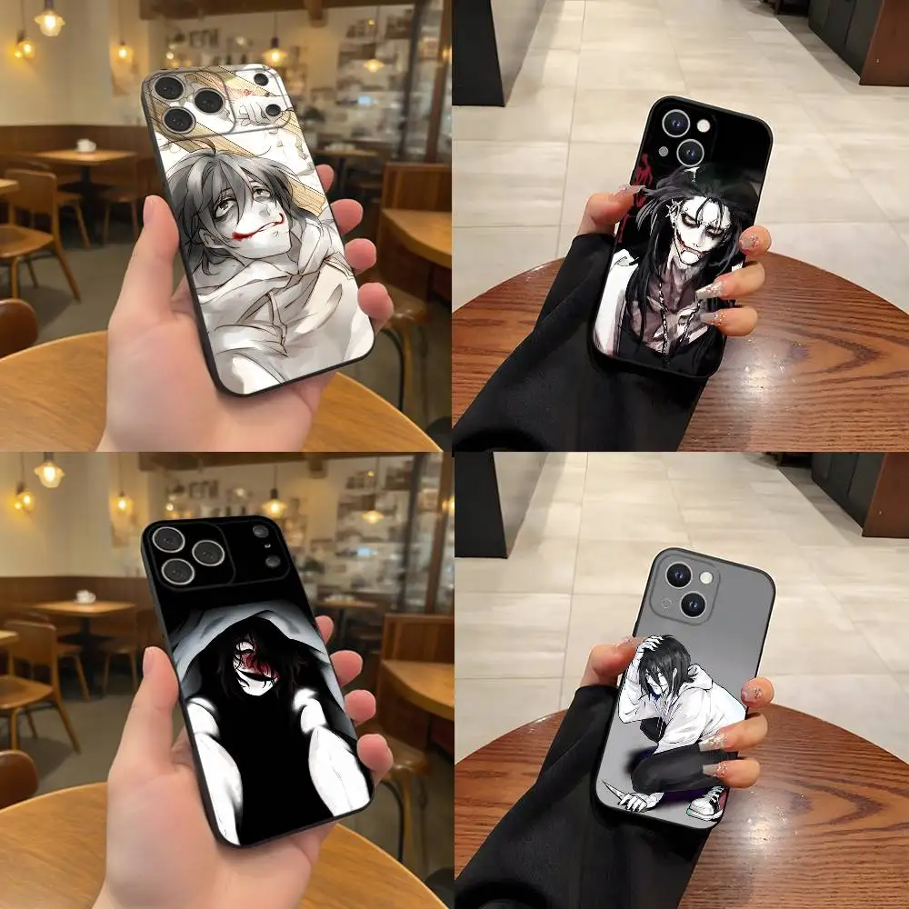 

Creepy Urban Killer Jeff Phone Case For iPhone 17,16,15,14,13,12,11,Pro,Max,Plus Black Soft Cover