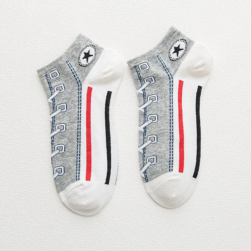 10 Pairs Men\'s Cotton Socks Casual Sports Boat Socks College Style Couple Canvas Short Socks