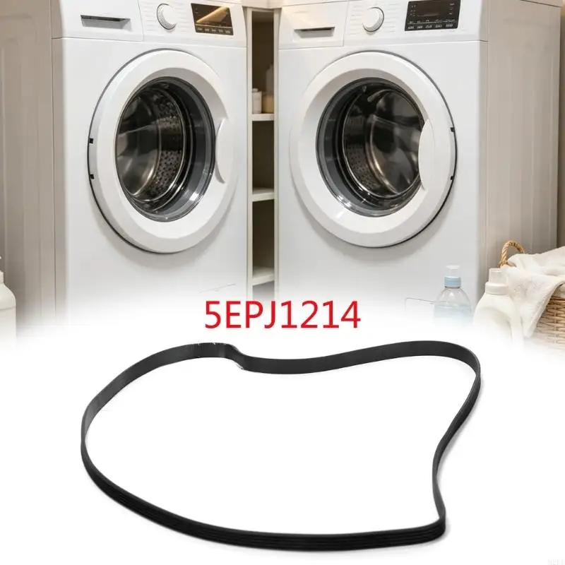 Black Rubber Washer Dryer Belt for 5EPJ1214 Replacement Drive Part with 5-Rib 4-Channel Design for Appliance Maintenance