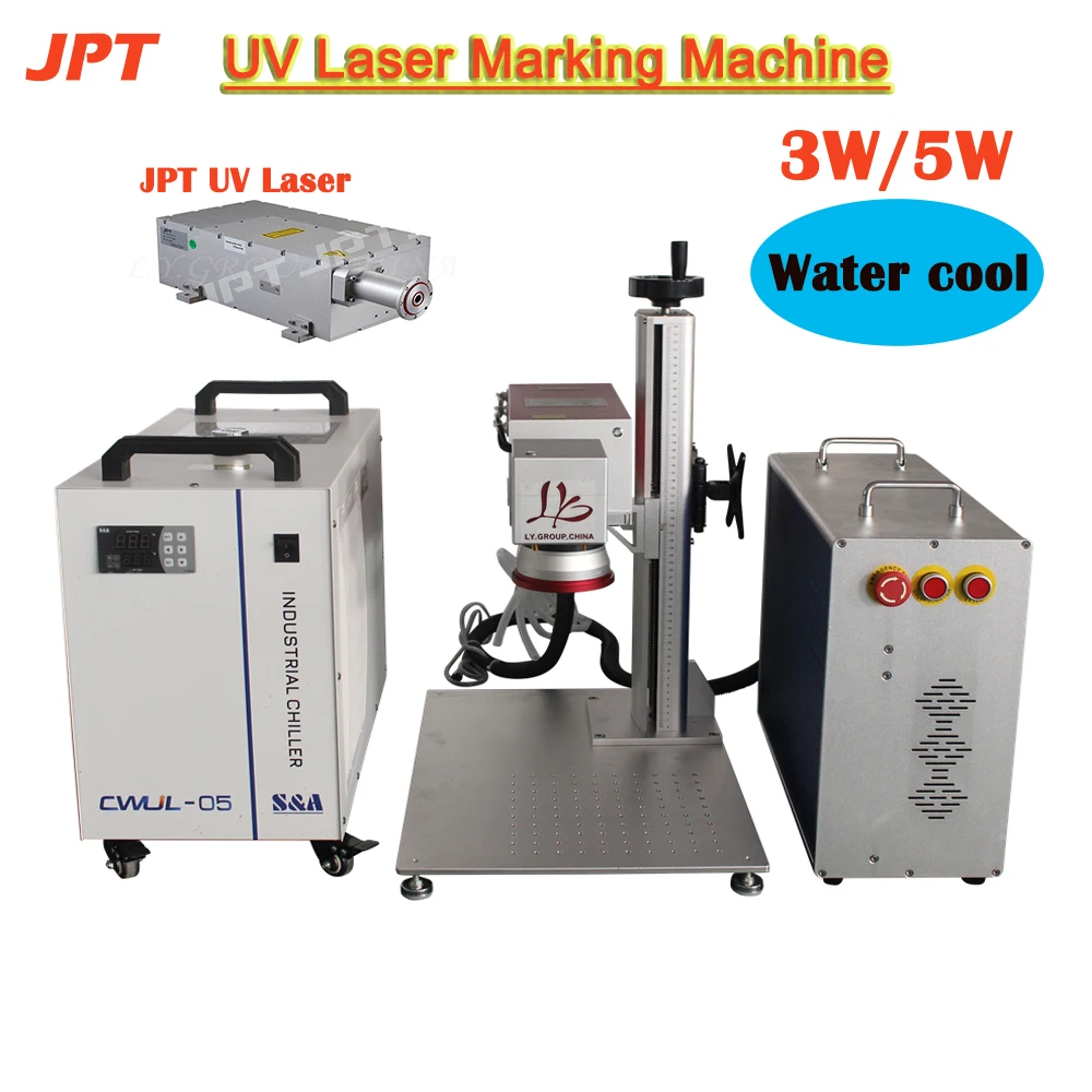 JPT 3W 5W UV Laser Marking Machine Wavelength 355nm UV Laser Engraver Machine for Metal Glass Wood Acrylic PVC Water Cooling