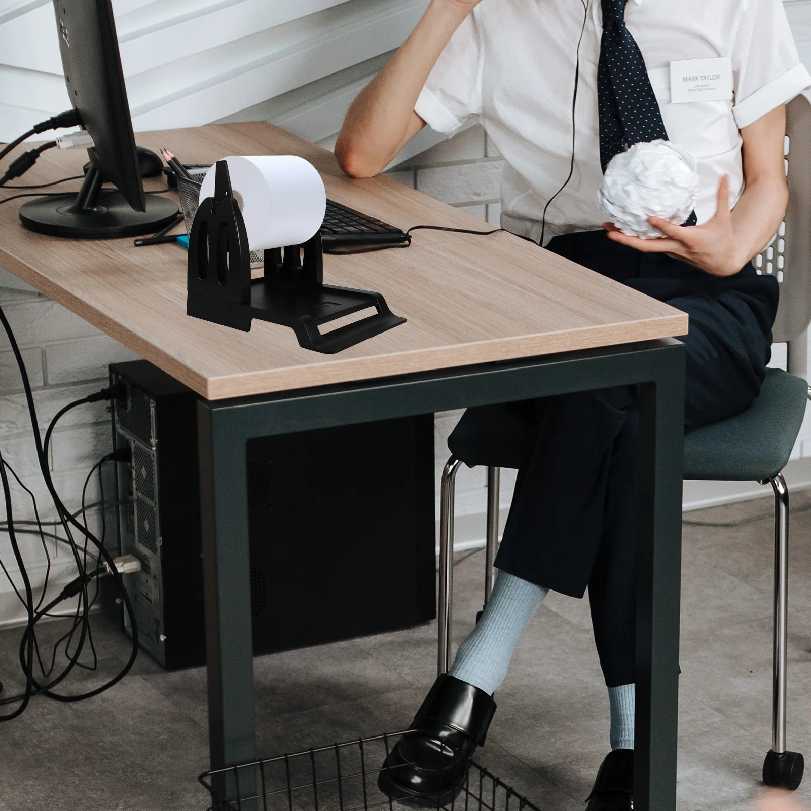 

Desktop Label Holder Plastic Label Roll Holder For Thermal Printer External Bracket Sticker Roll Dispenser Dual Use Fan-Fold