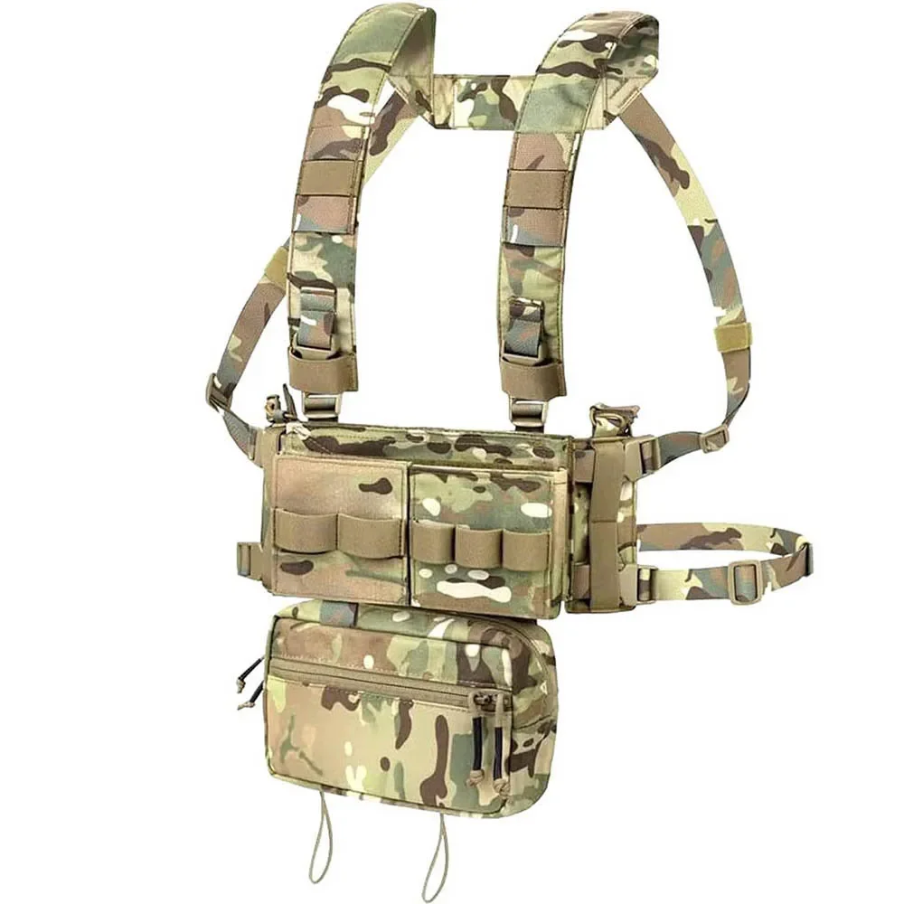 Outdoor Tactical Vest with MultiFunctional MOLLE Multi-Pocket Quick Release Chest Rig for Hiking Camping Training Military