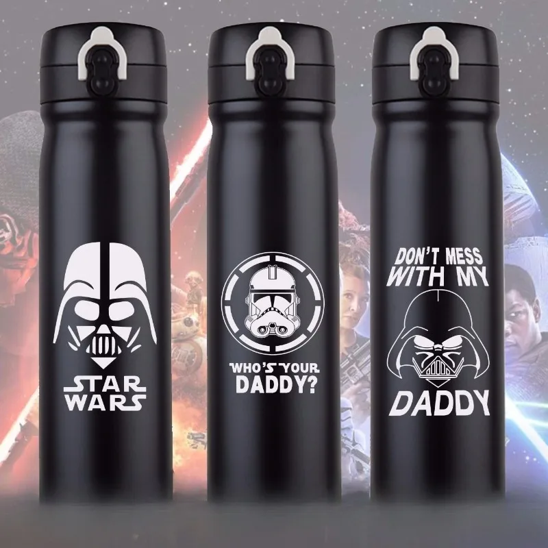 Botella de agua deportiva con aislamiento de acero inoxidable, soldado blanco del ejército, tormenta, guerrero negro, Star Wars, 500ml