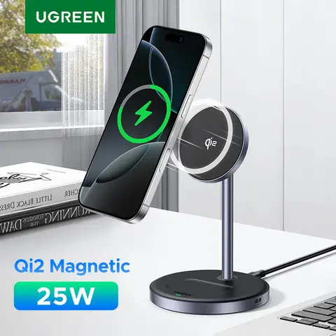 UGREEN Qi2 25W 자기 무선 충전기 스탠드 iPhone 16 15 Pro Max/AirPods 용 충전 홀더 MagSafe 용 고속 충전기
