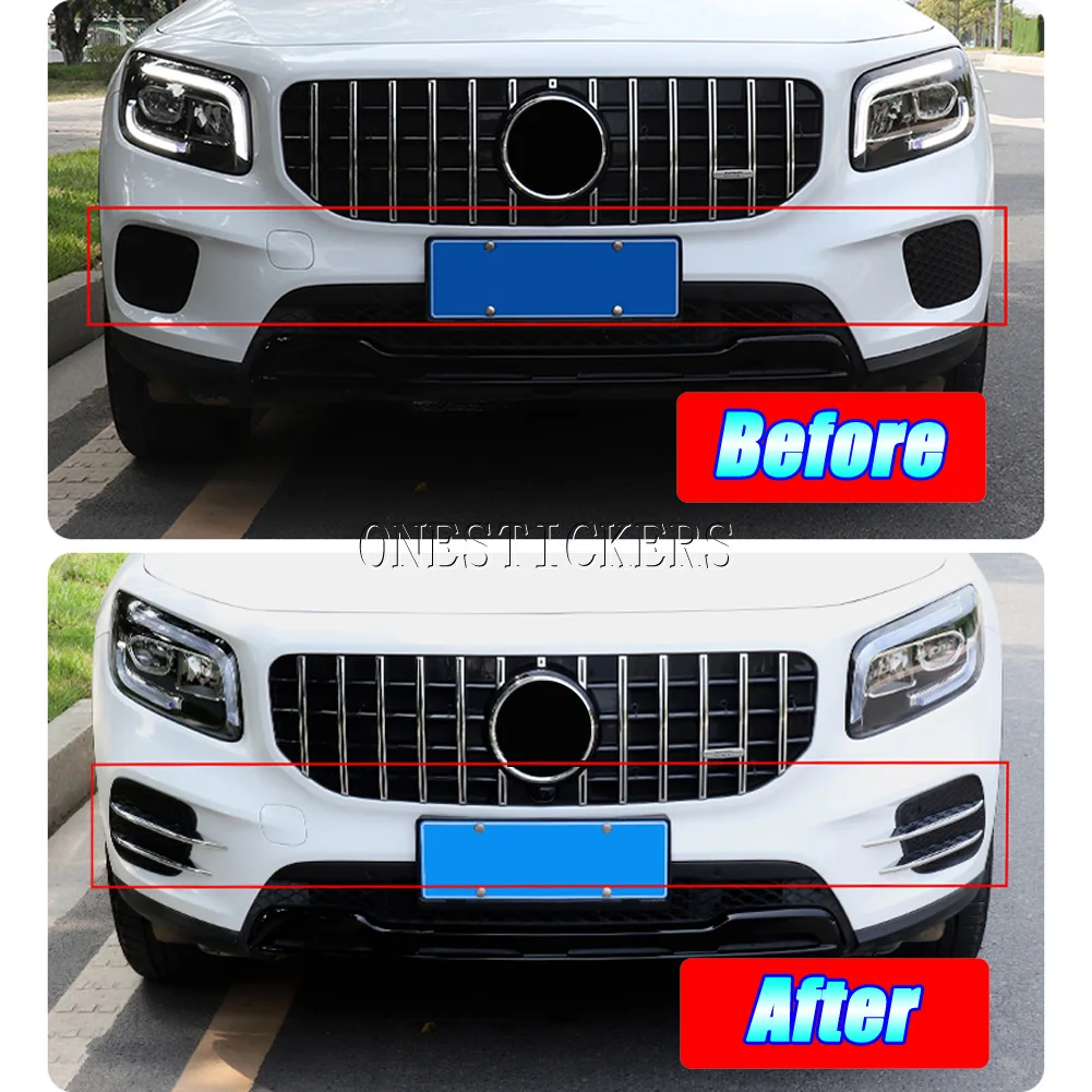 For Mercedes Benz GLB Class X247 2020 2021 2022 Car Accessories Body Front Fog Lamp Bumper Air Intake Grille Slats Cover Sticker